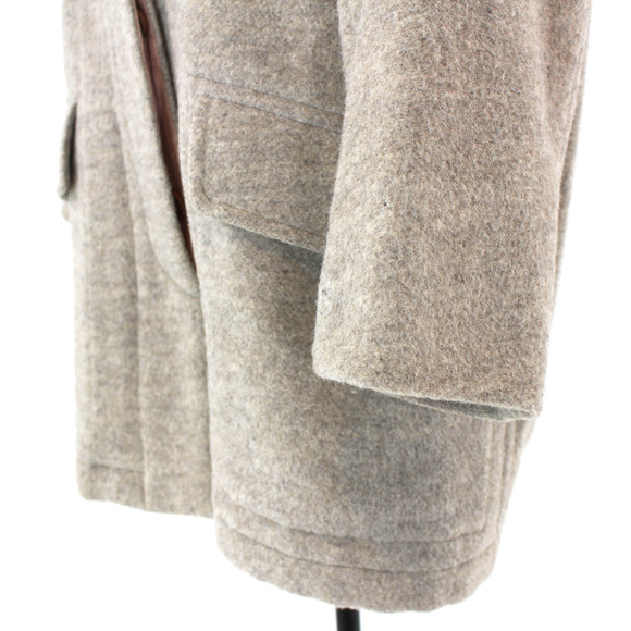 Hermes Tan Alpaca Button Front Collared Pea Coat 40 Partial Lined Mid Overcoat M - Picture 4 of 7